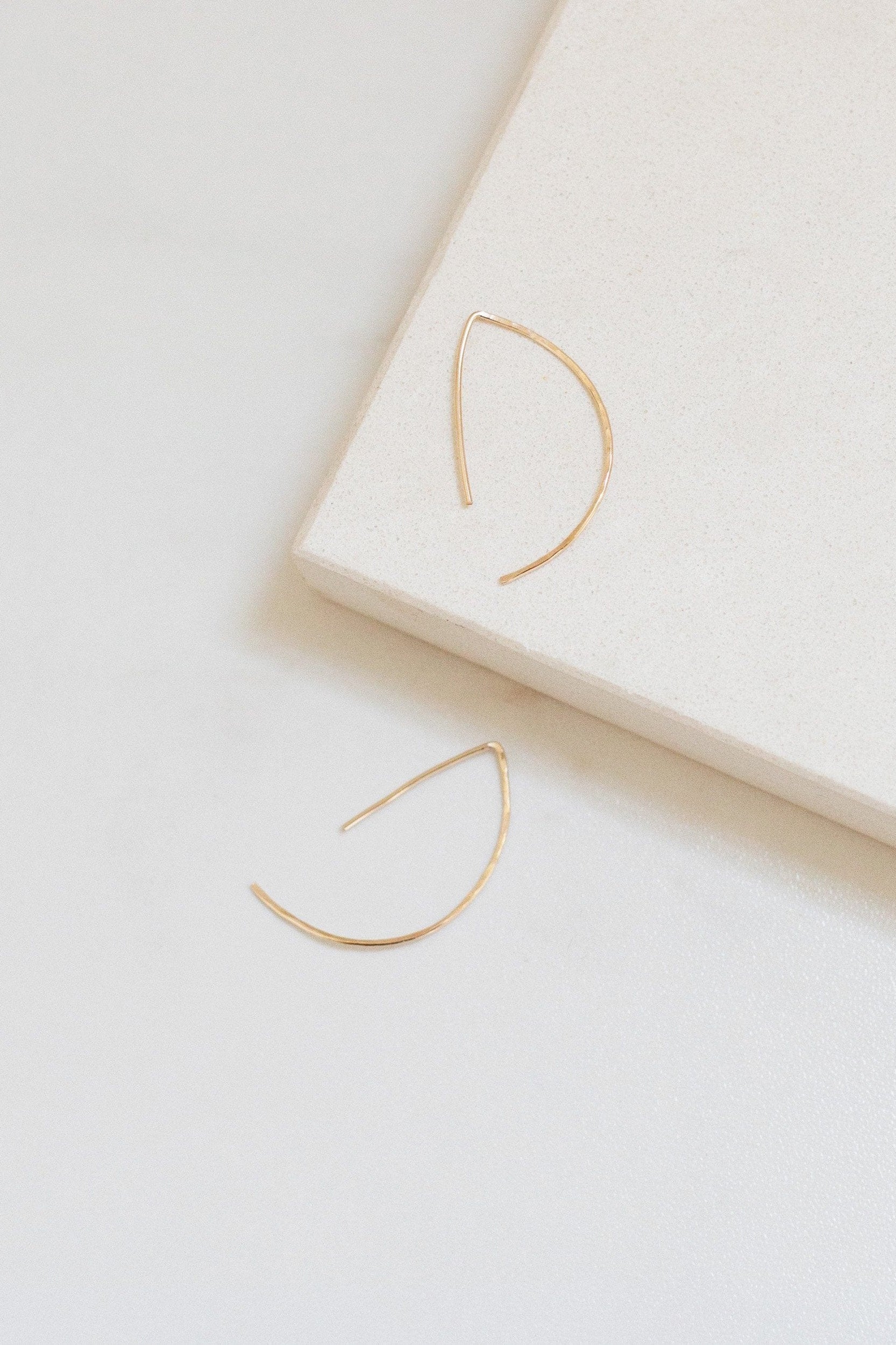 14K Gold Wishbone Threader Earrings - Image 4