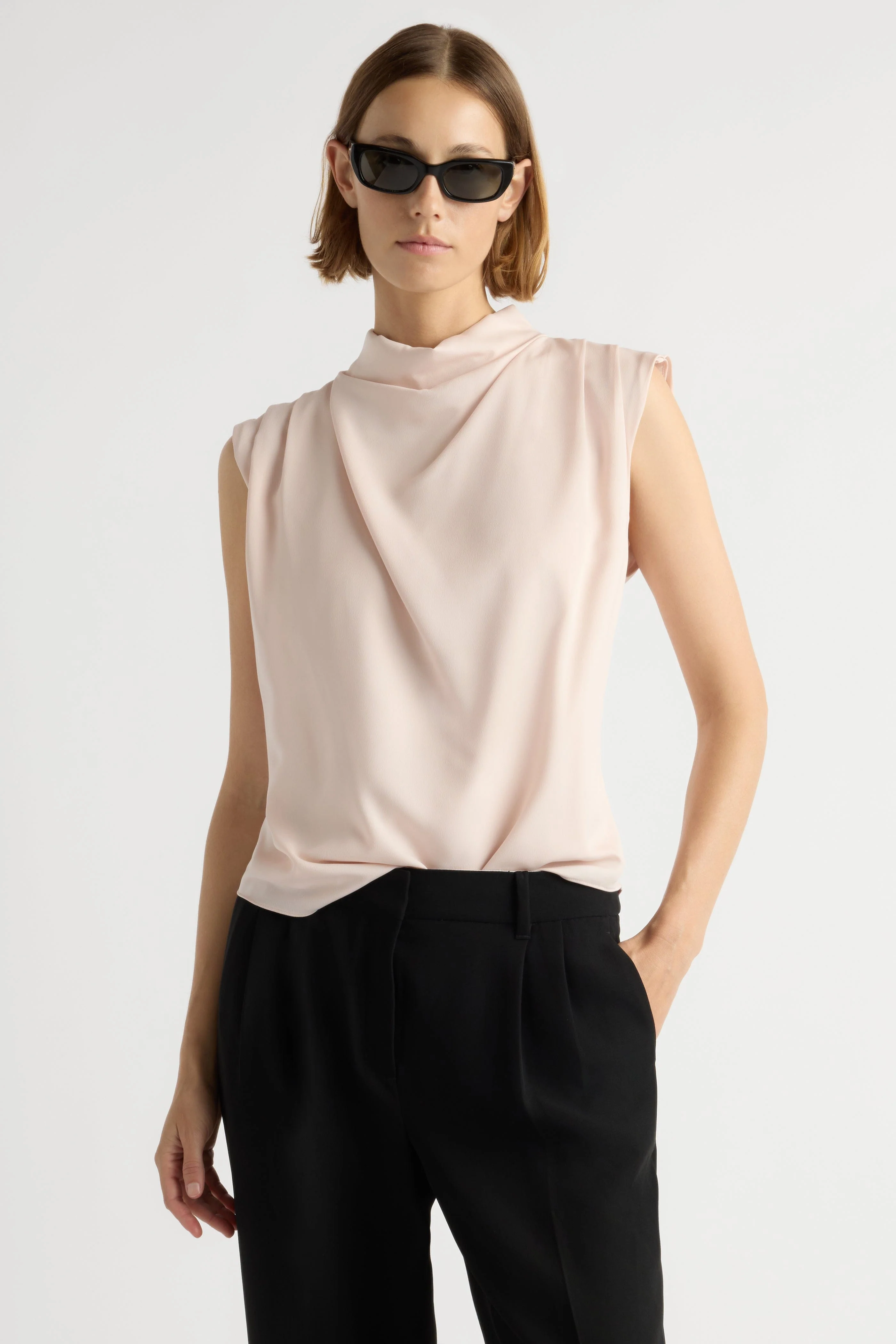 Allegra Gathered-Neck Sleeveless Blouse - Image 5
