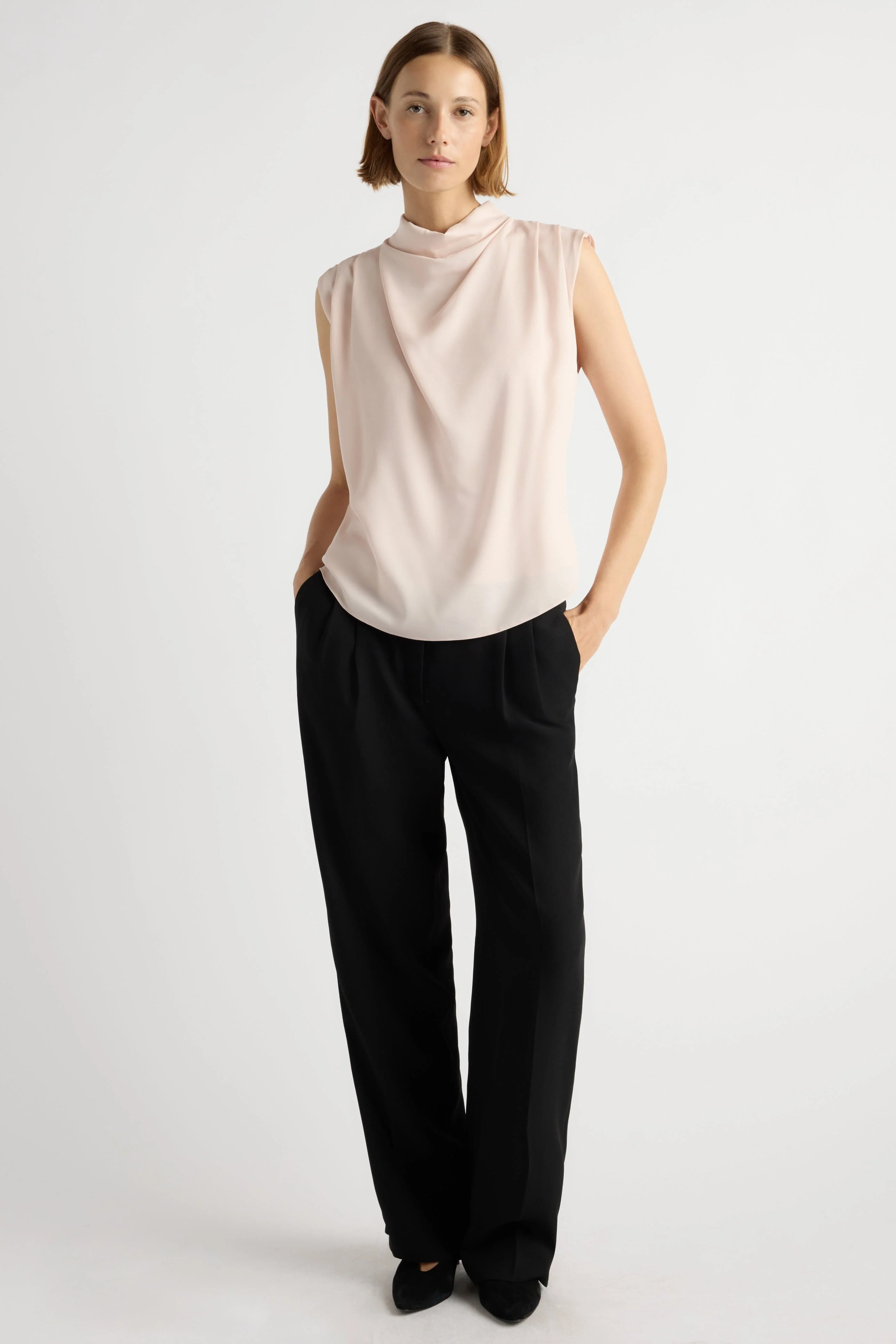 Allegra Gathered-Neck Sleeveless Blouse - Image 8