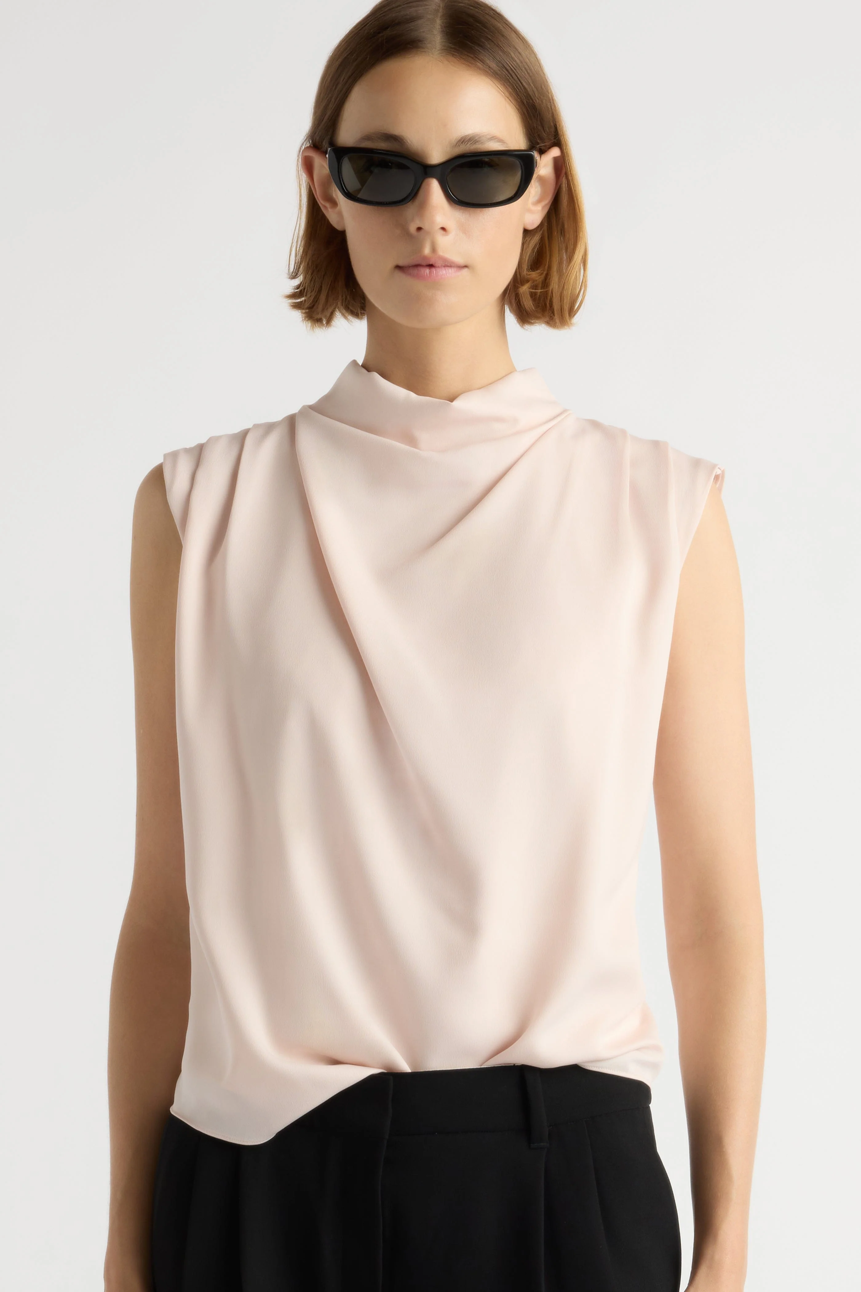Allegra Gathered-Neck Sleeveless Blouse - Image 9