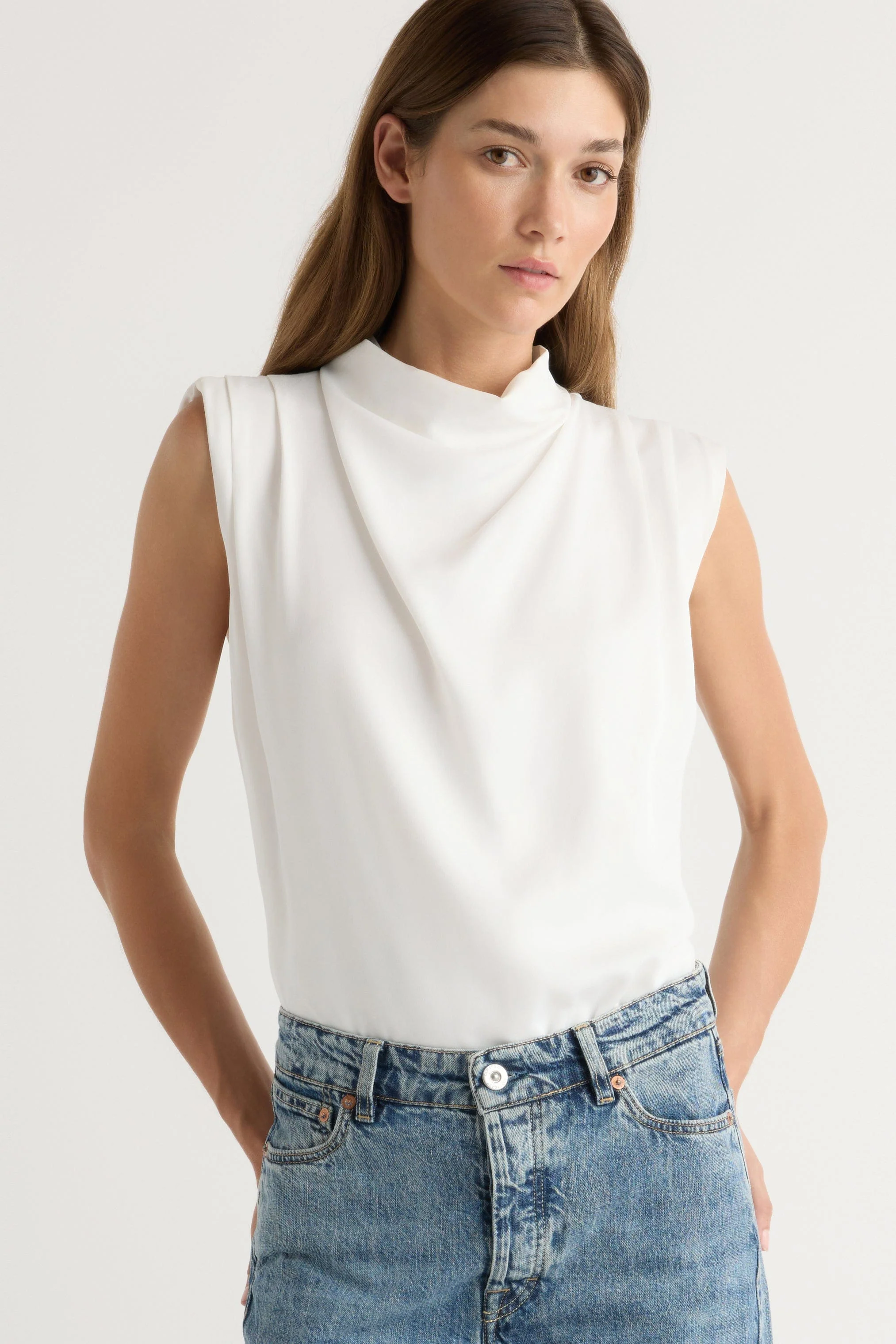 Allegra Gathered-Neck Sleeveless Blouse - Image 5