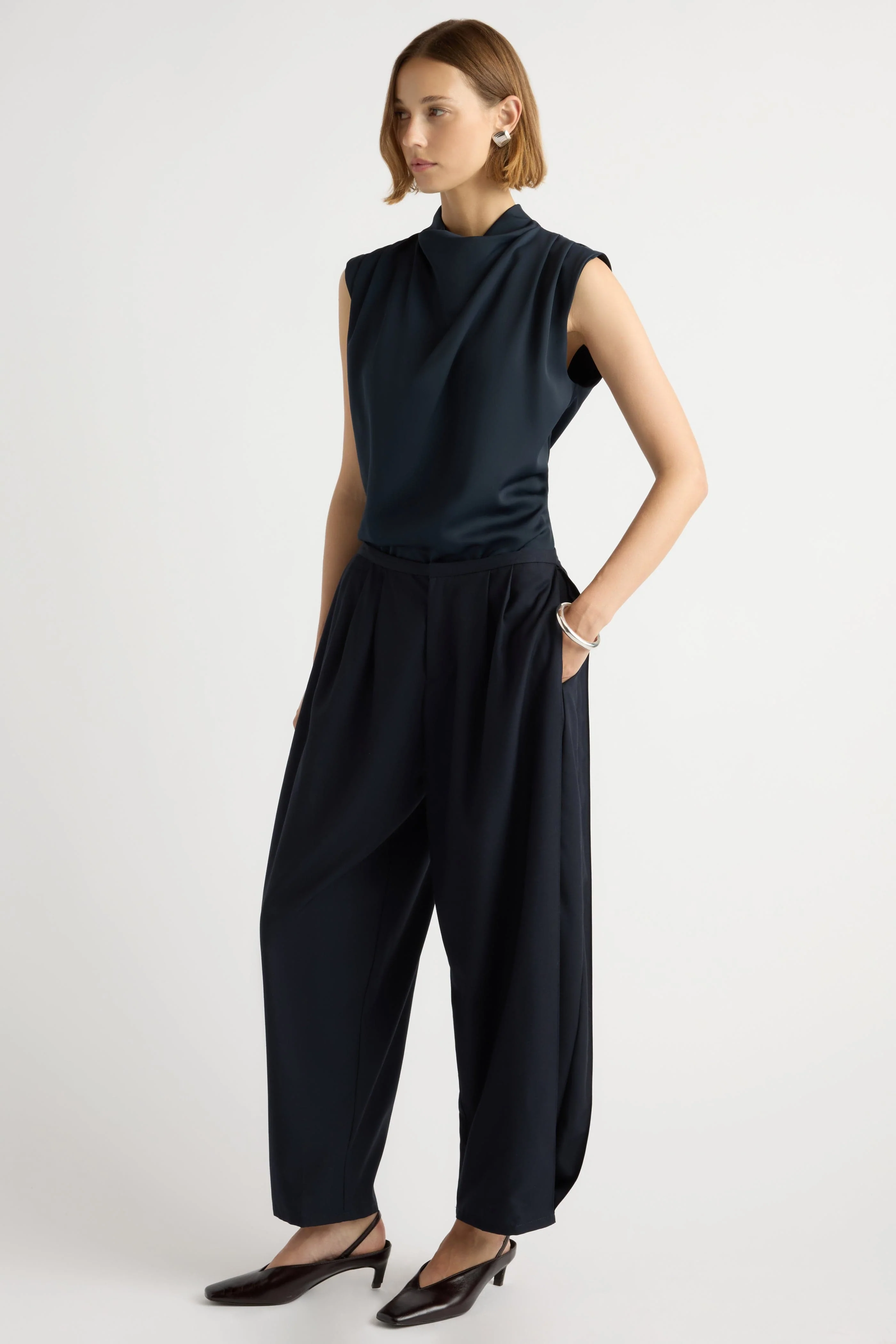 Allegra Gathered-Neck Sleeveless Blouse - Image 3