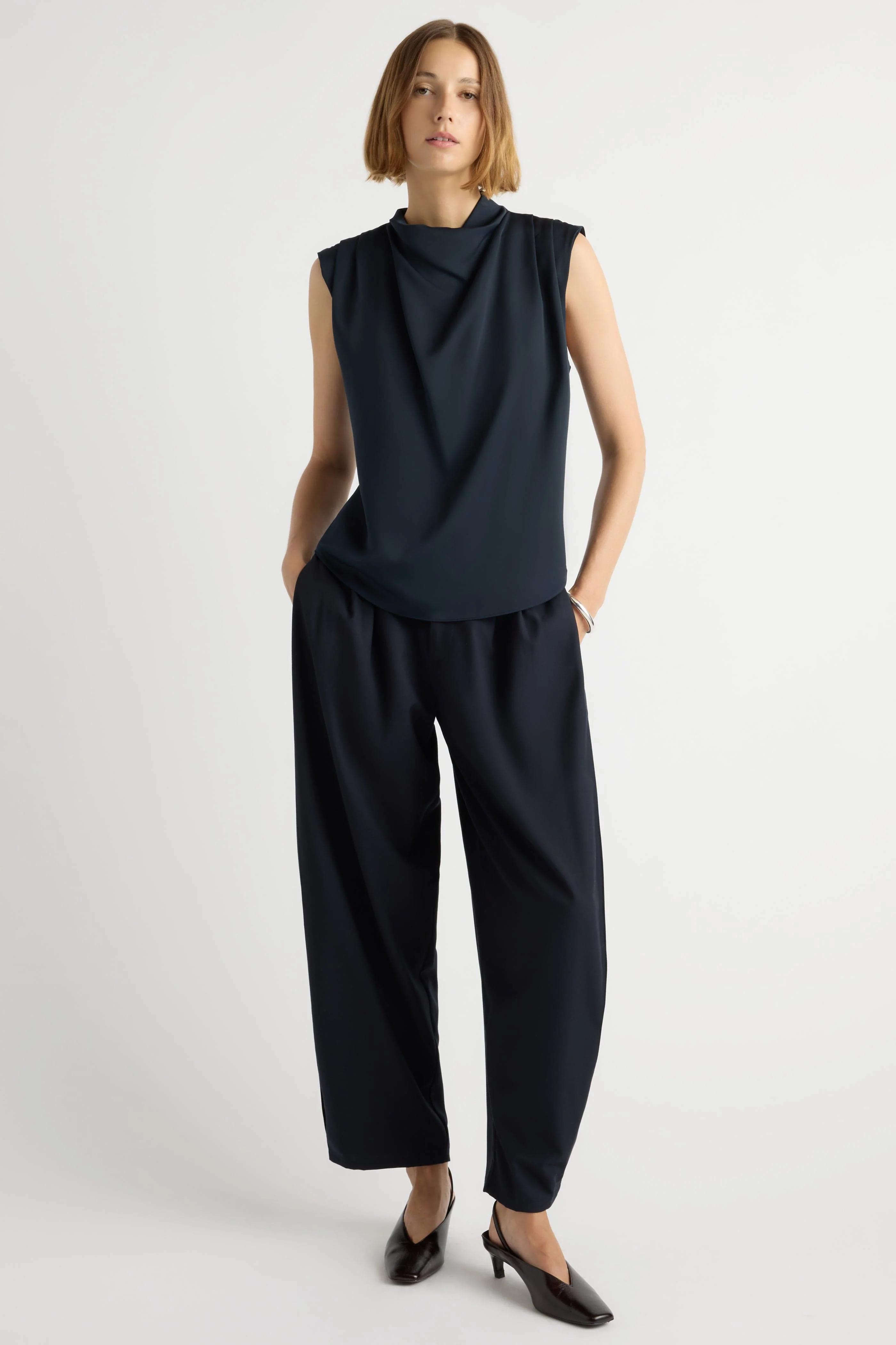 Allegra Gathered-Neck Sleeveless Blouse - Image 4