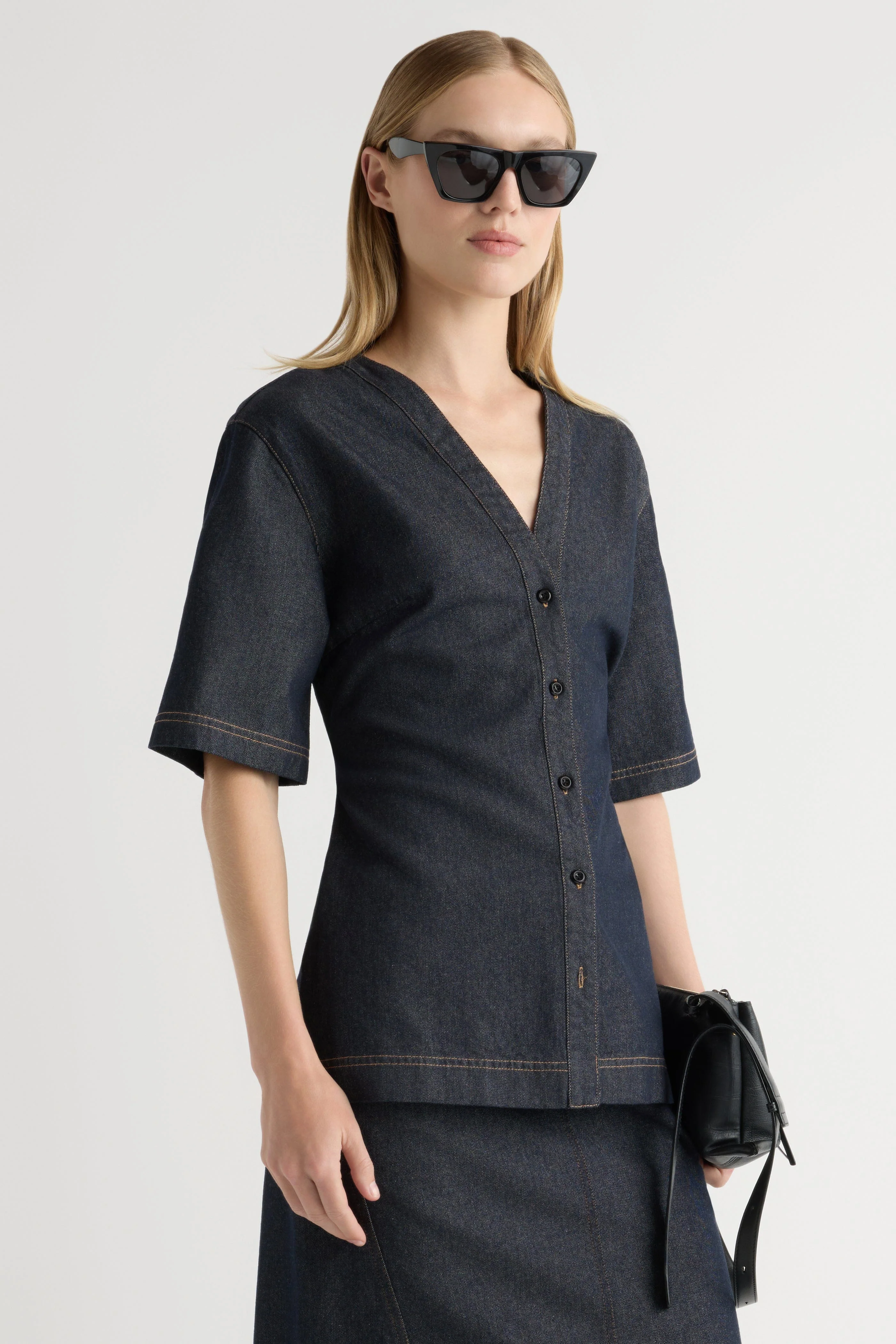 Emma Cinch-Waist Denim Shacket - Image 4