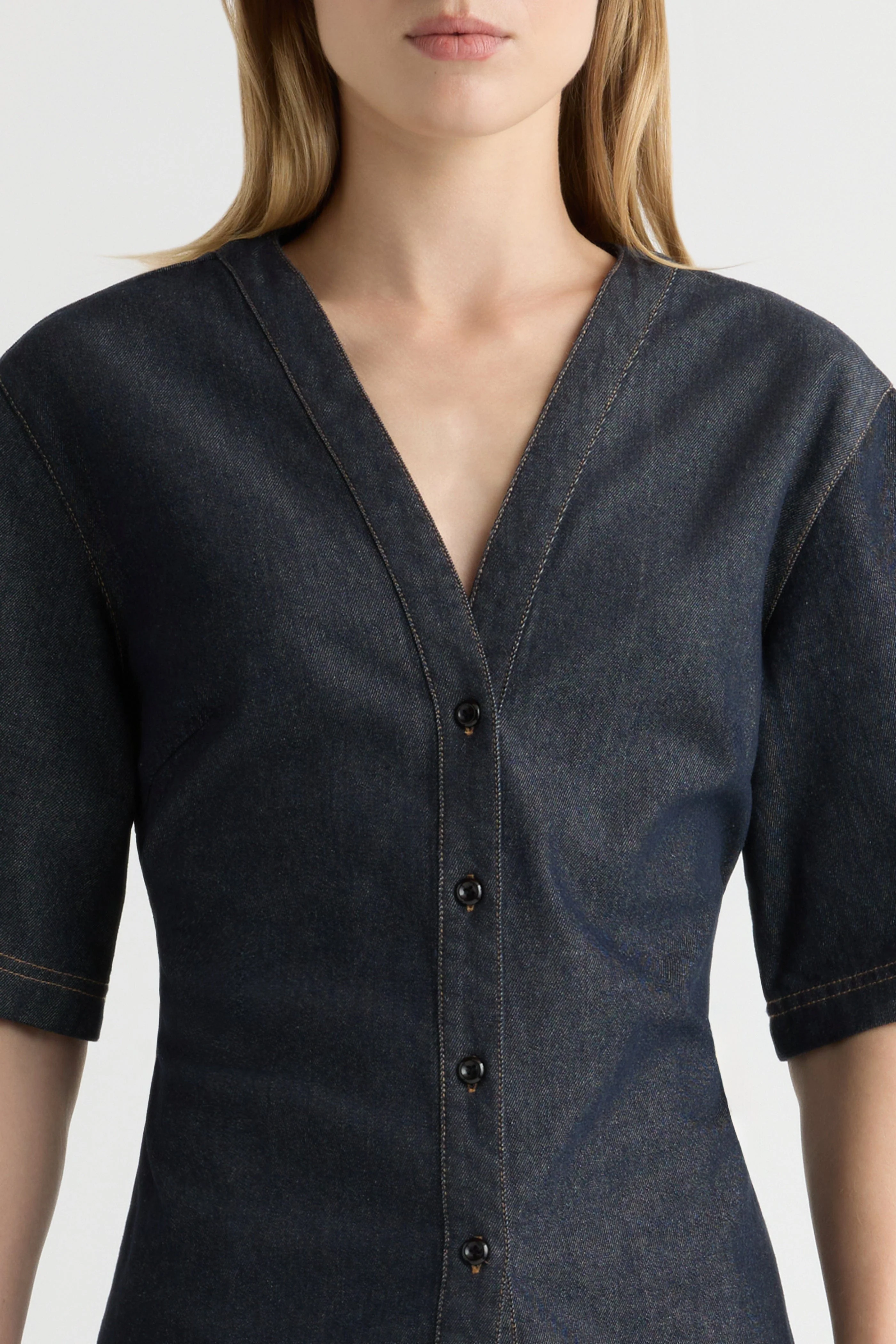 Emma Cinch-Waist Denim Shacket - Image 6