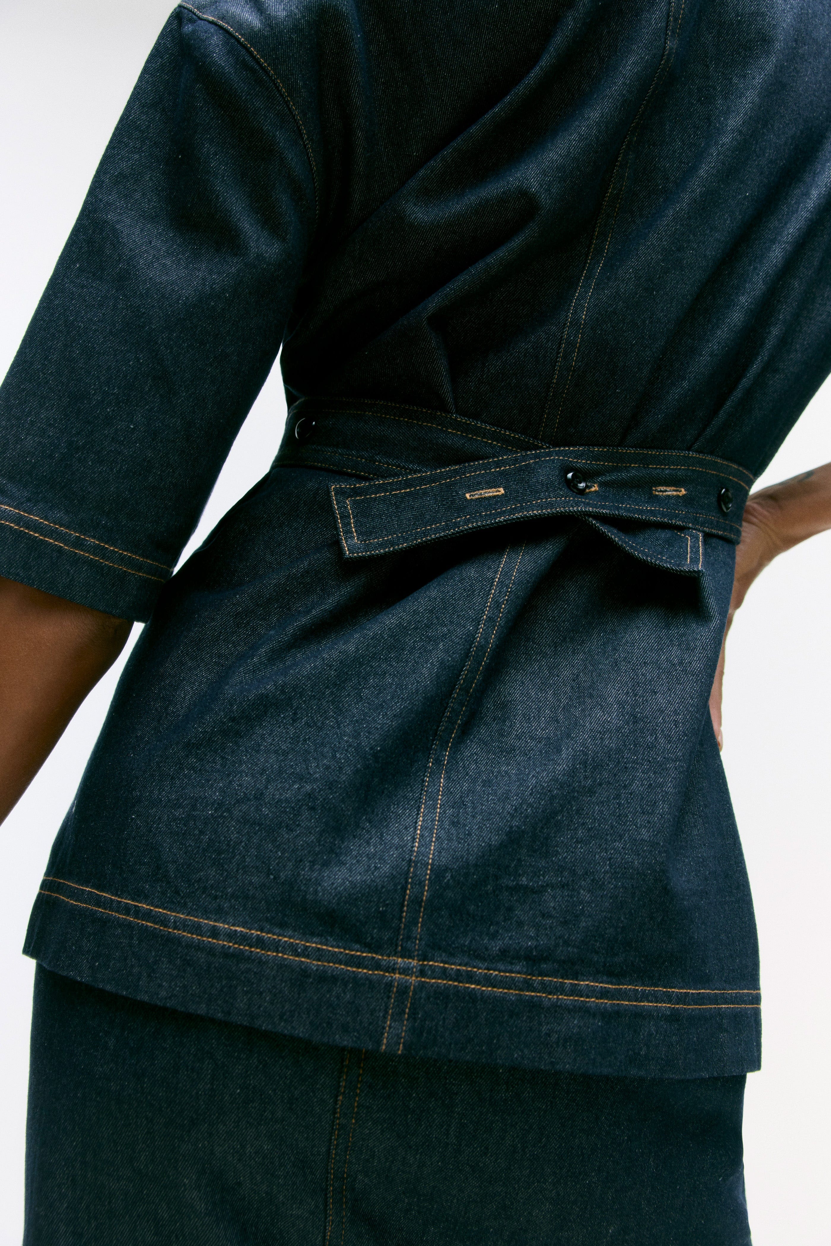 Emma Cinch-Waist Denim Shacket - Image 8