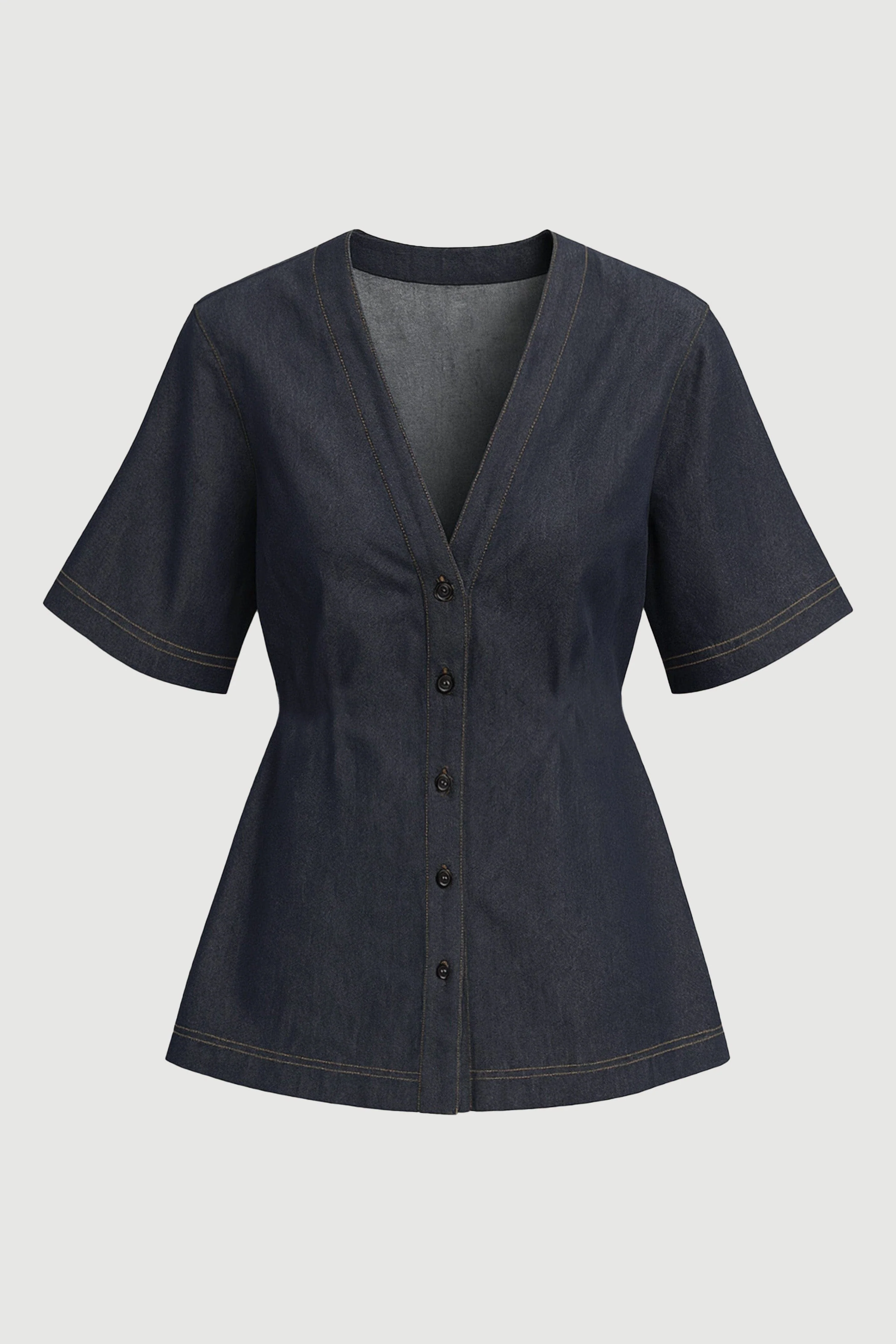 Emma Cinch-Waist Denim Shacket - Image 9