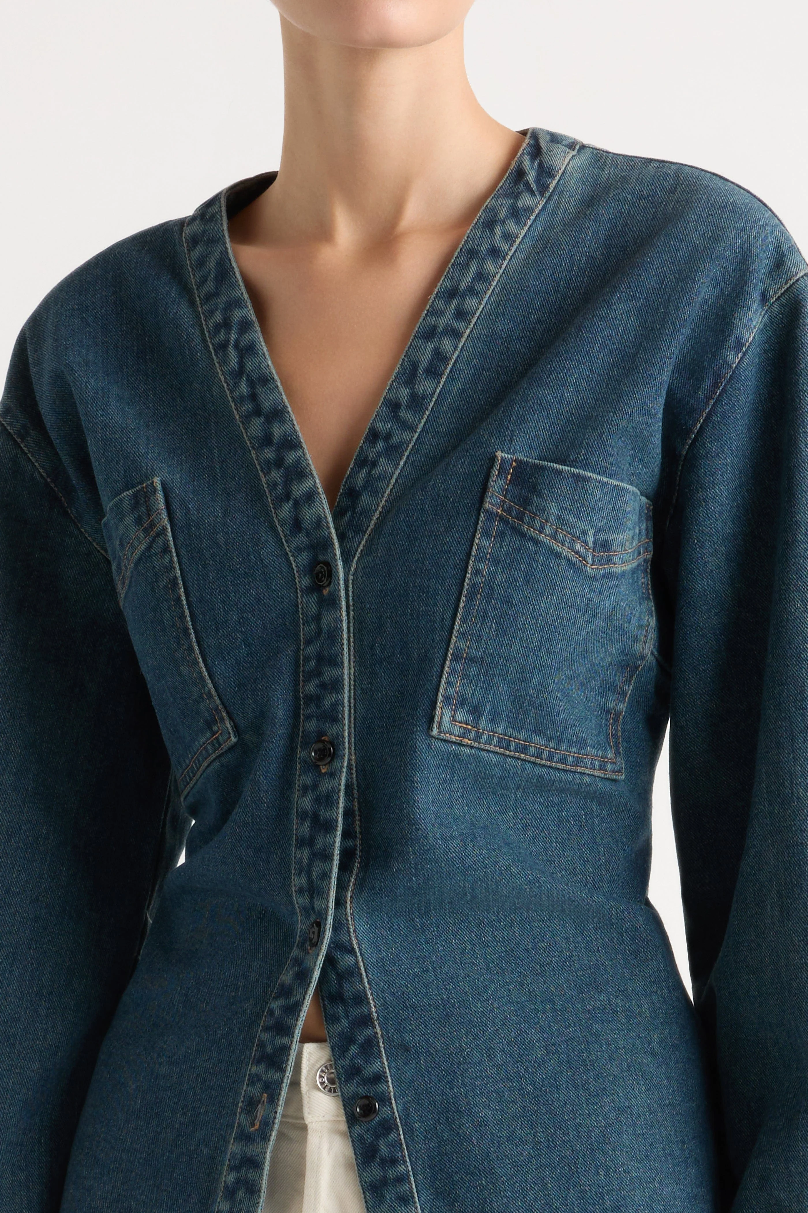 Emmett Cinch-Waist Denim Jacket - Image 4