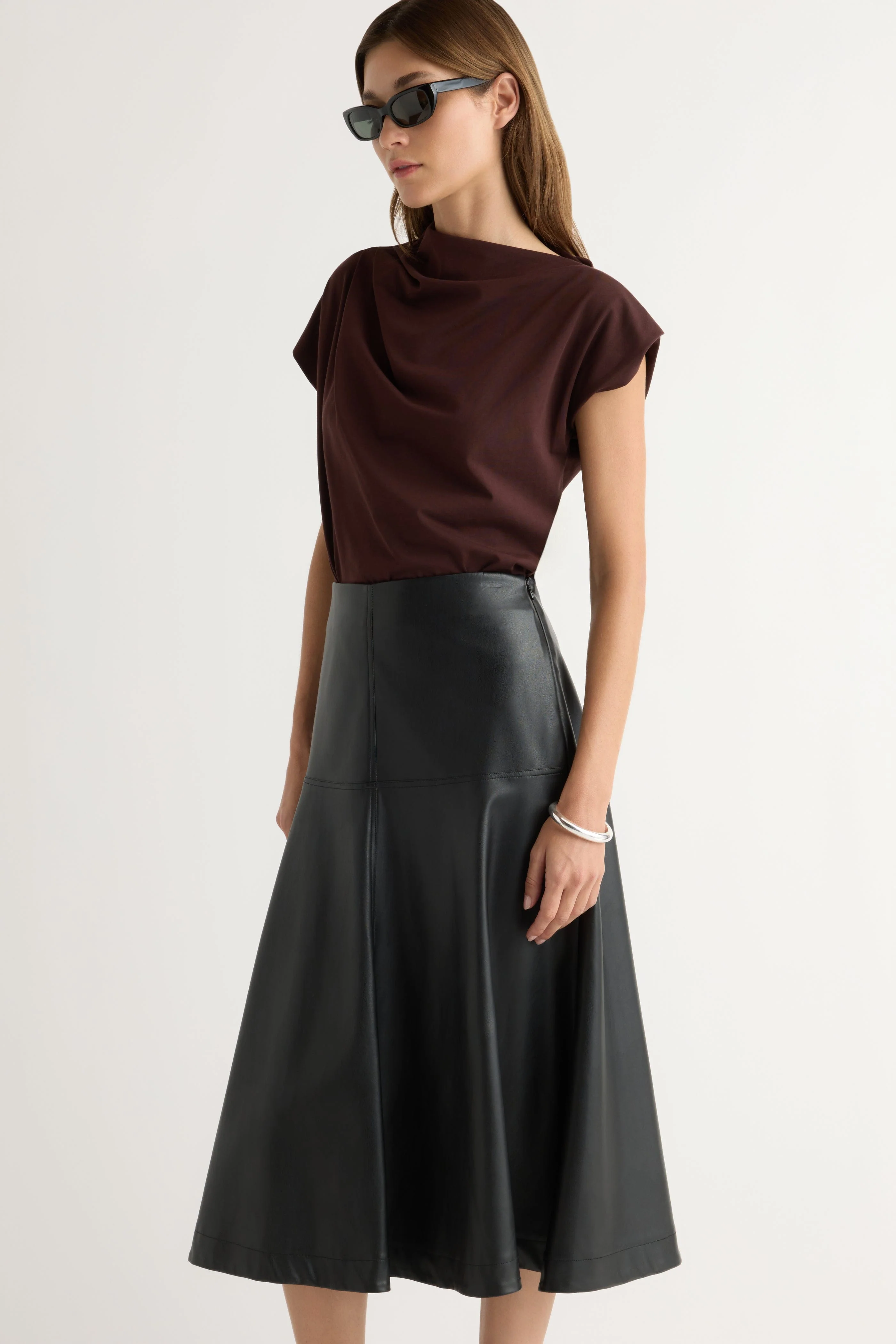 Harley A-Line Vegan Leather Skirt - Image 8