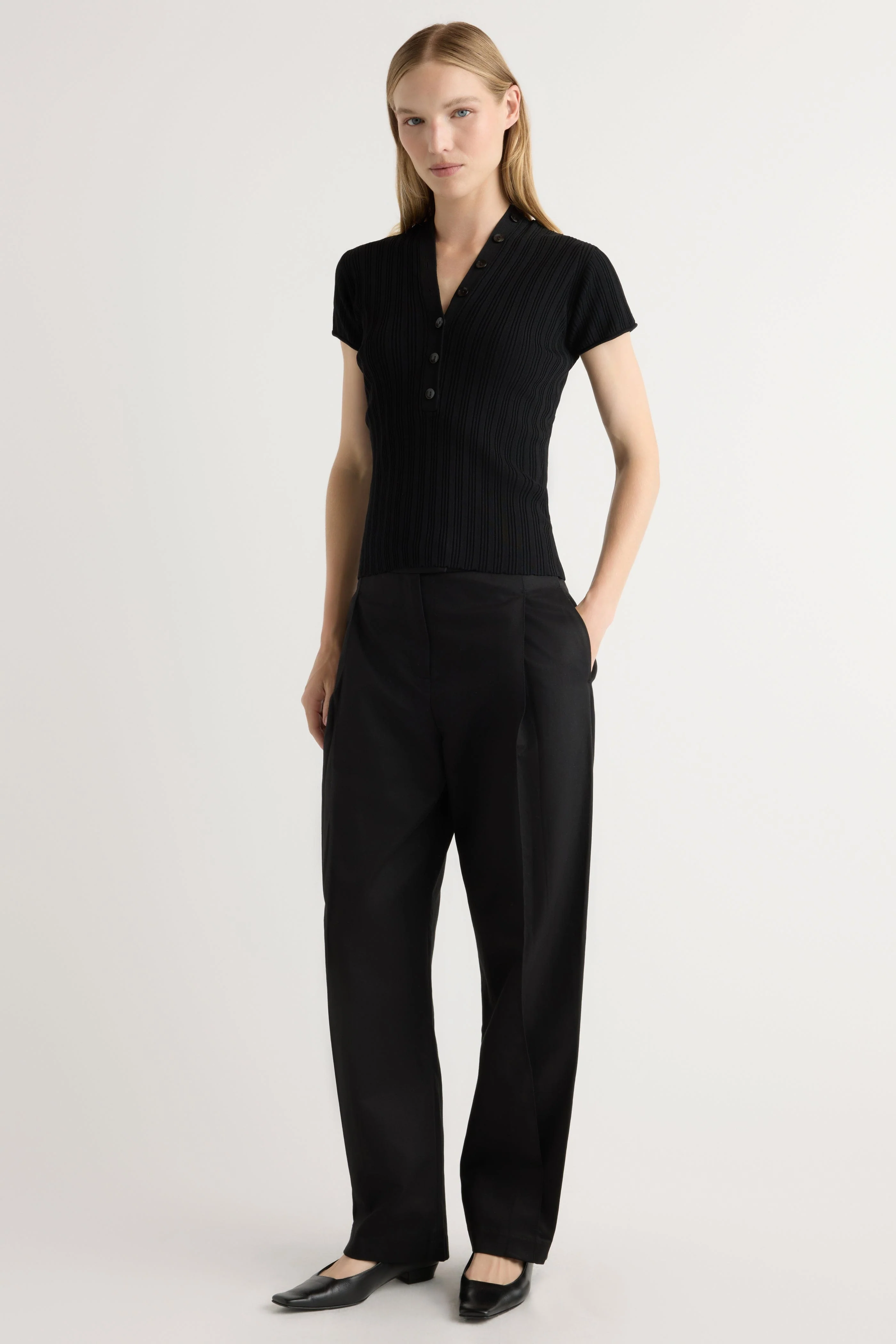 Jeni Button V-Neck Sweater Top - Image 3