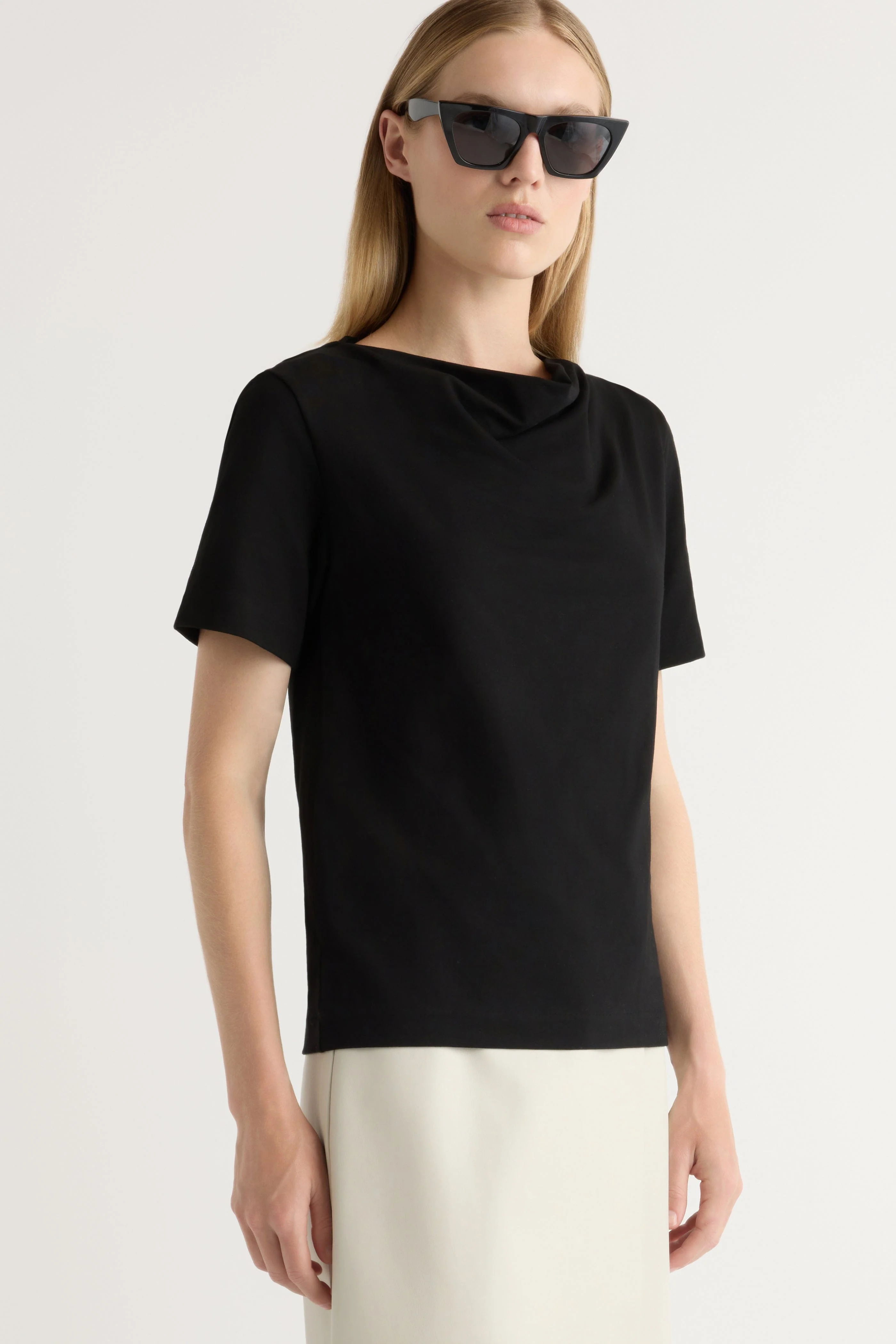 Kendra Organic Cotton Cowl-Neck Tee - Image 5