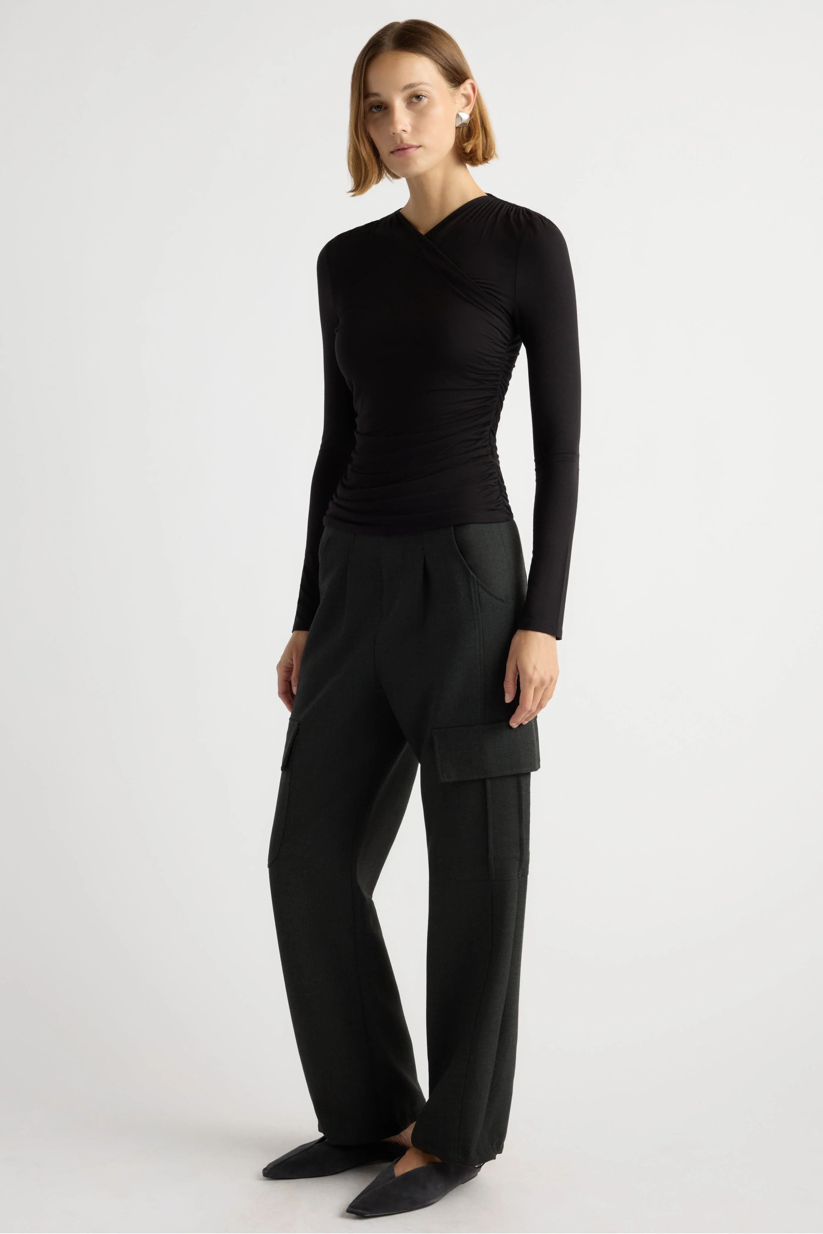 Lilou Wrap-Neck Long-Sleeve Tee - Image 3