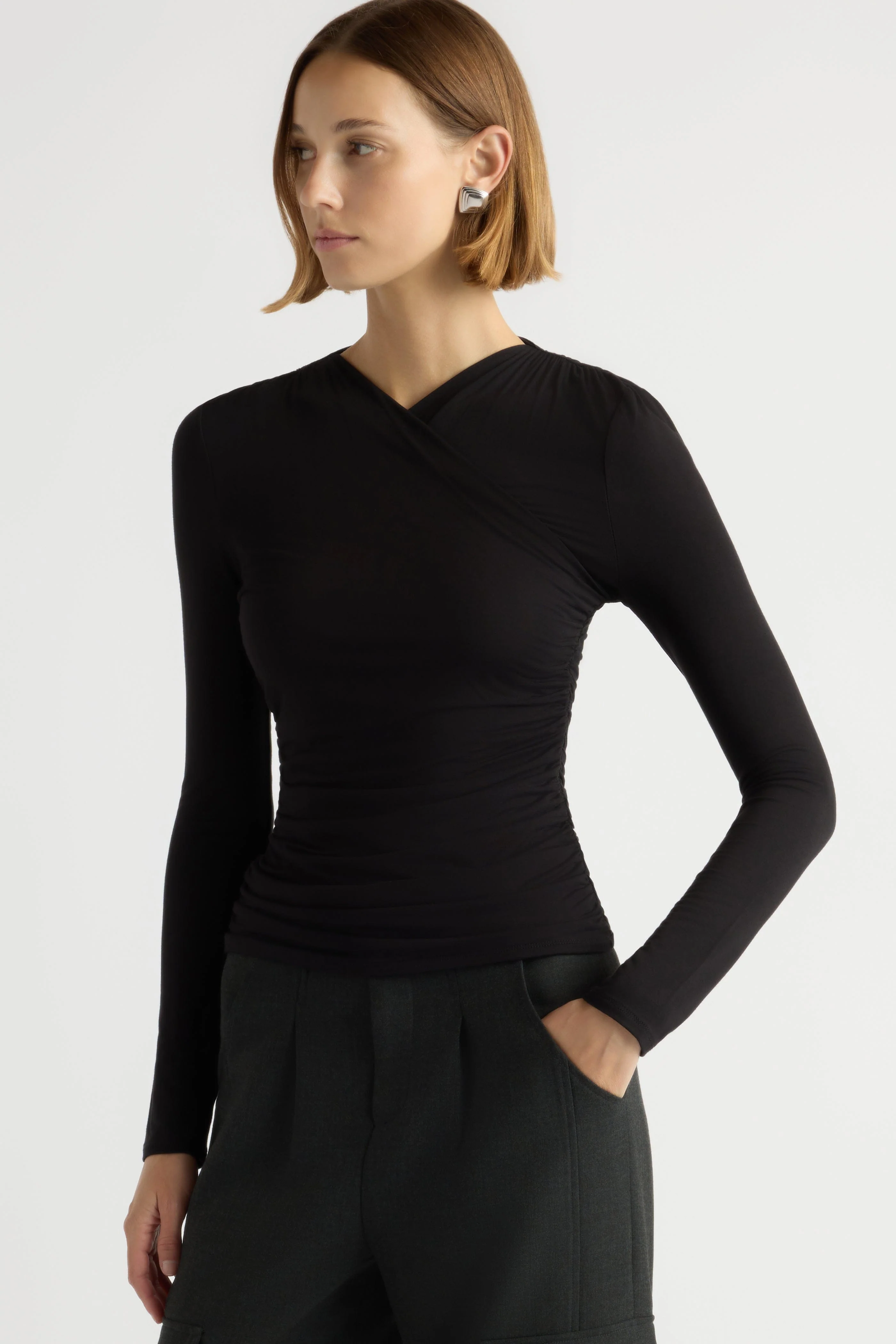 Lilou Wrap-Neck Long-Sleeve Tee - Image 4