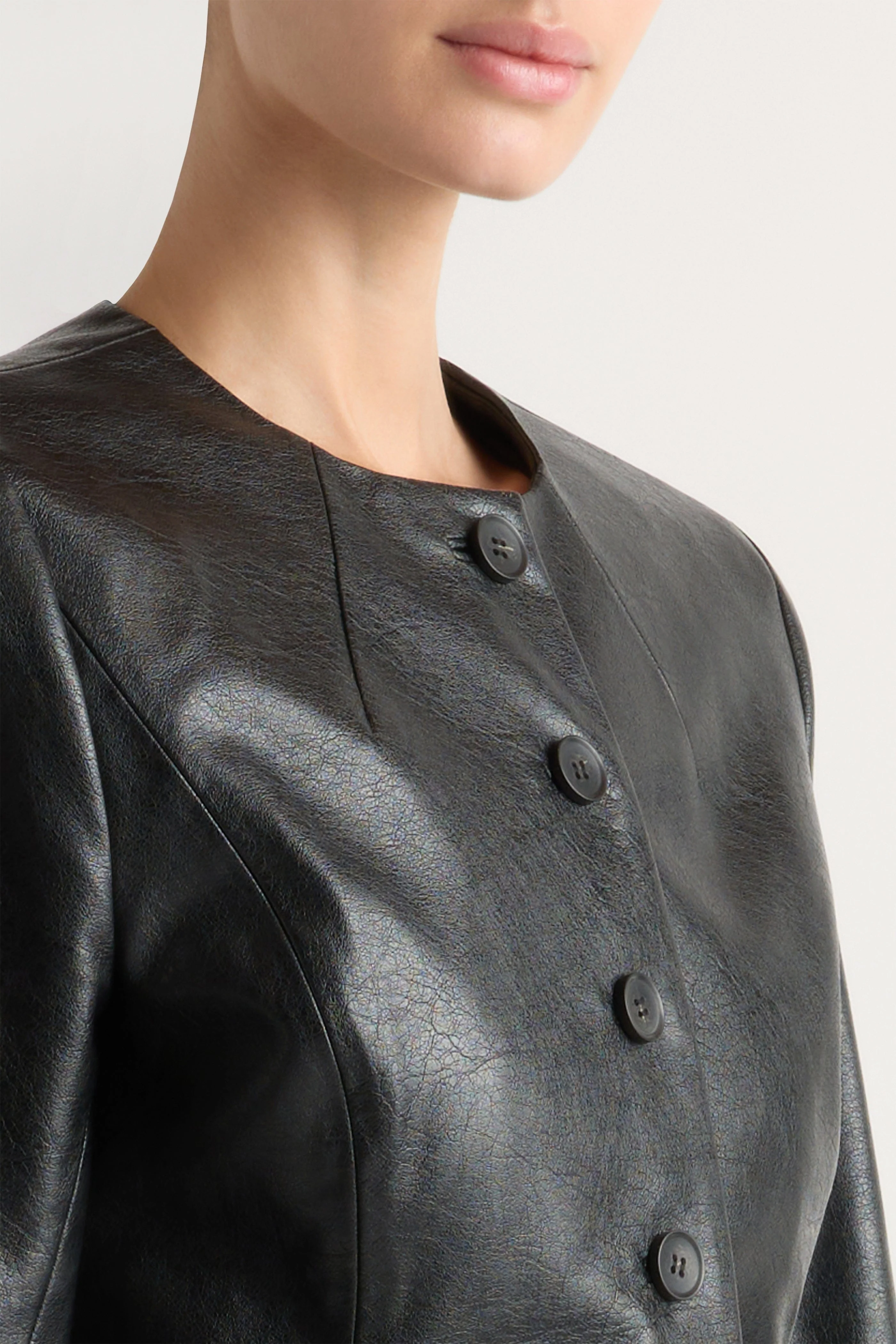 Maddox Sculpted Vegan Leather Blazer - Image 3