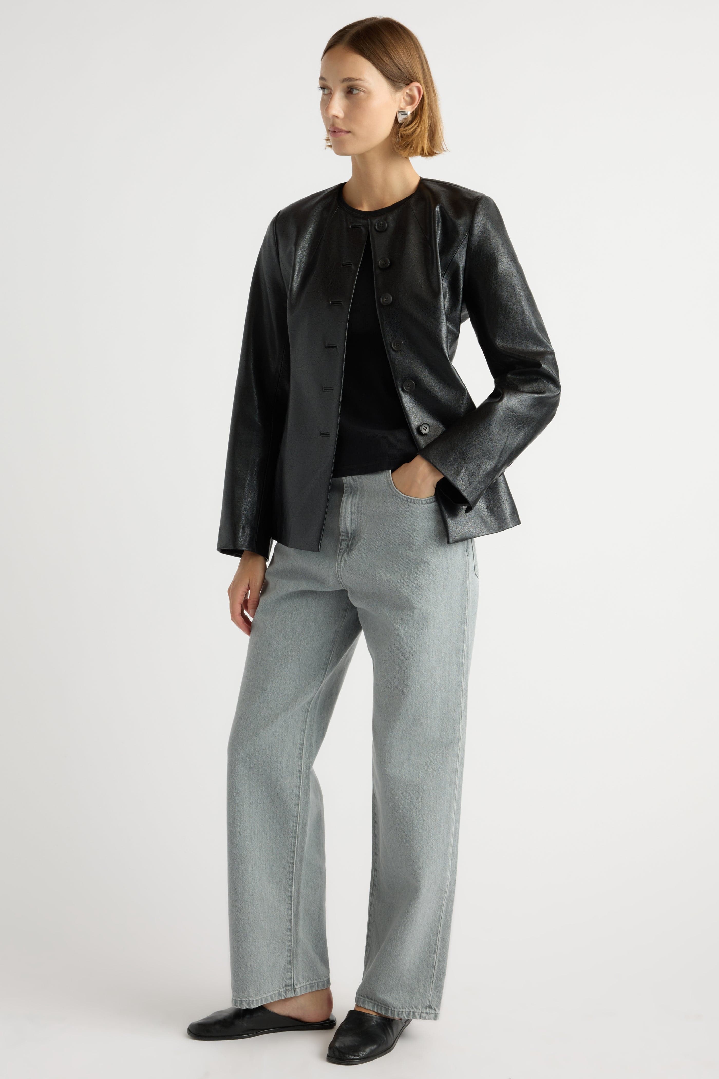 Maddox Sculpted Vegan Leather Blazer - Image 5