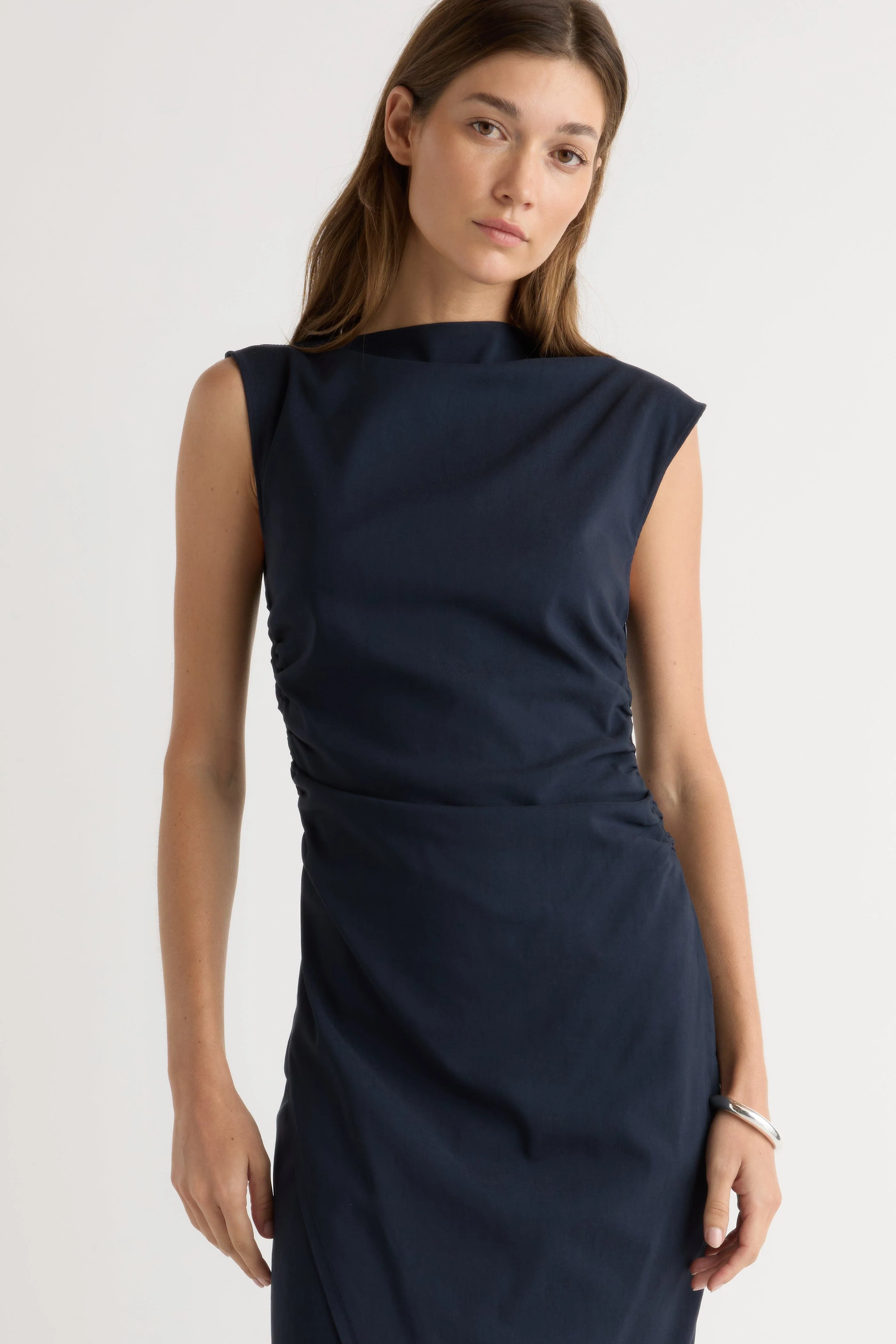 Manon Asymmetric-Neck Ruched Dress - Image 3
