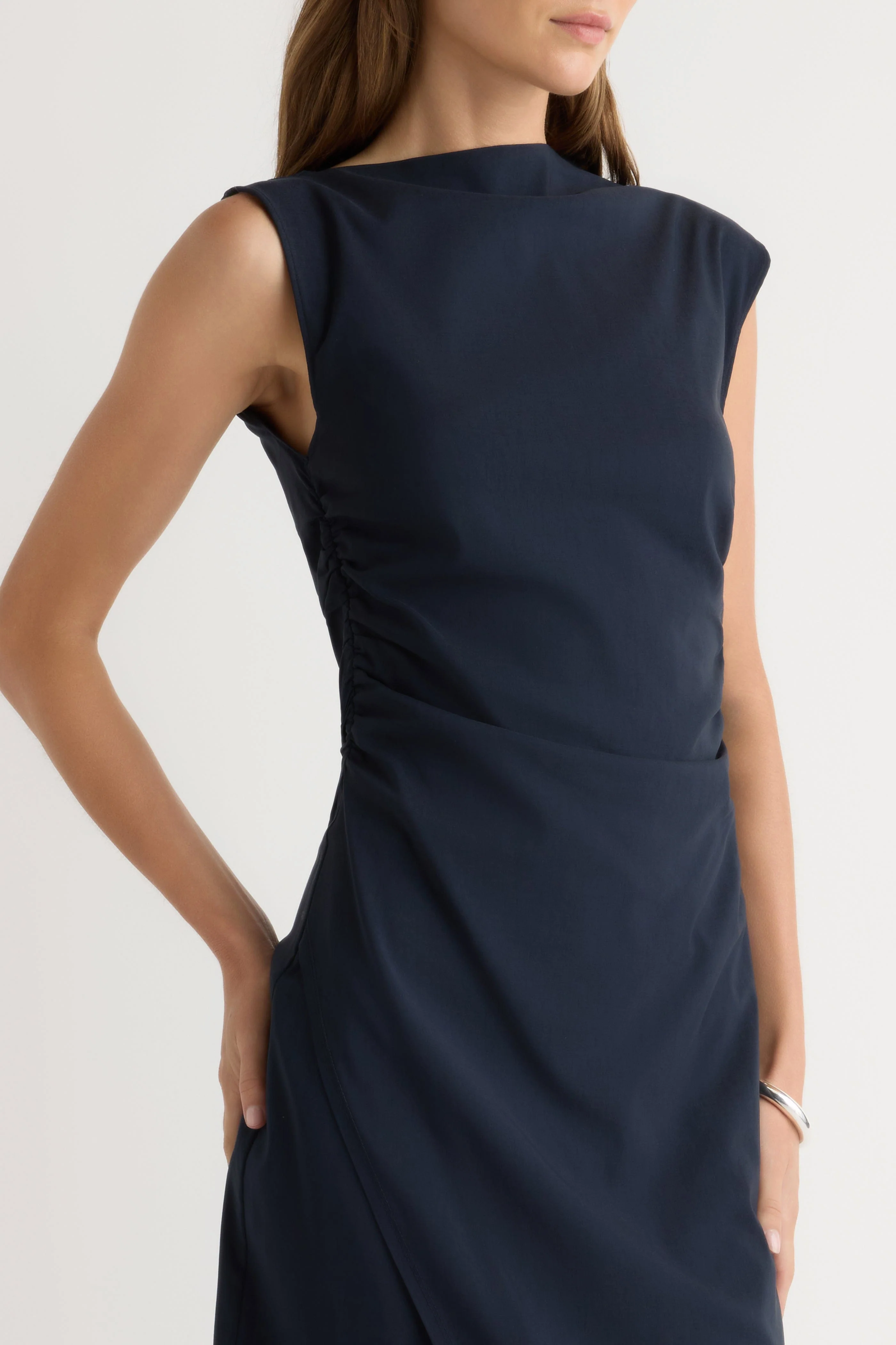 Manon Asymmetric-Neck Ruched Dress - Image 5