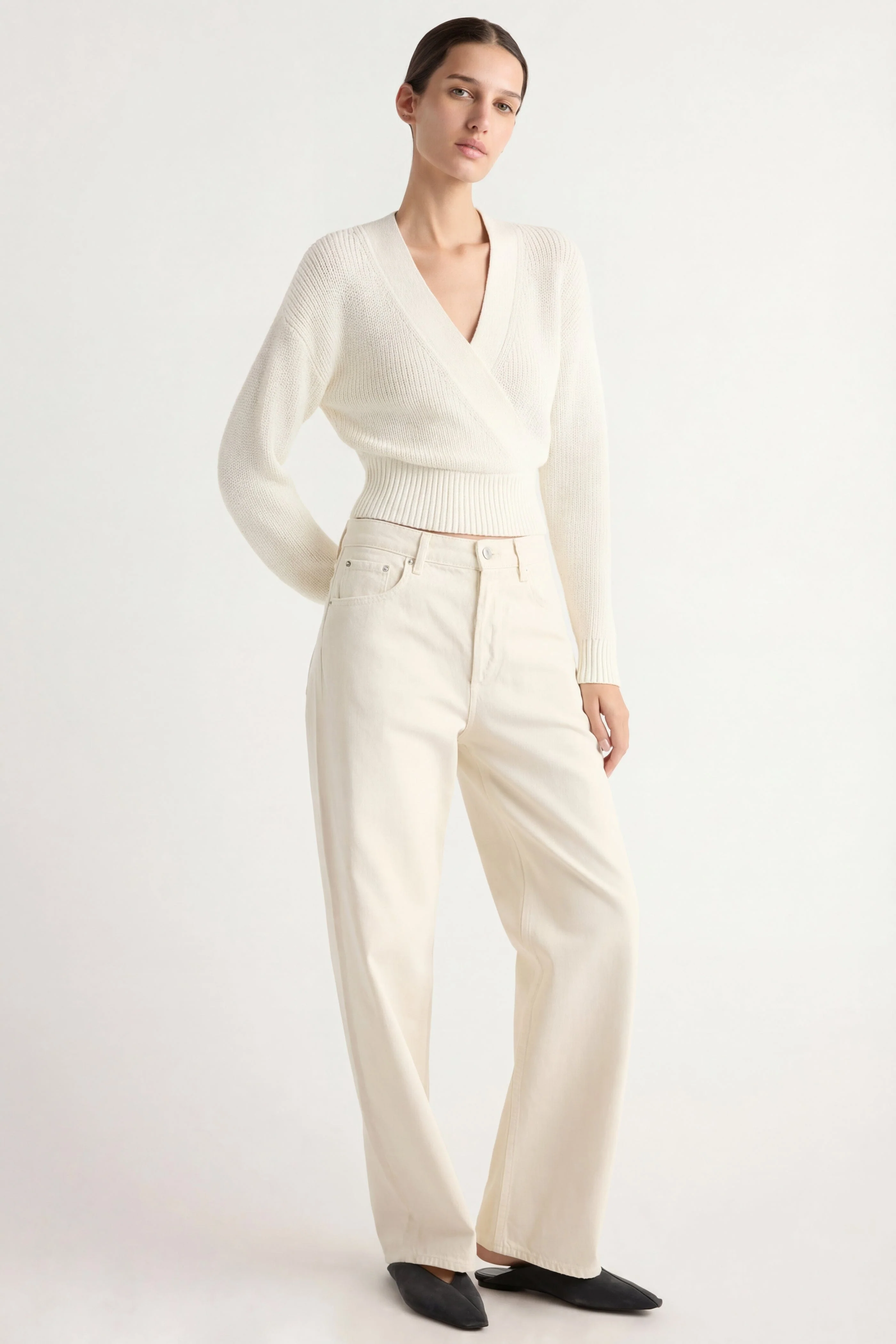 Maren Cropped V-Neck Sweater - Image 3