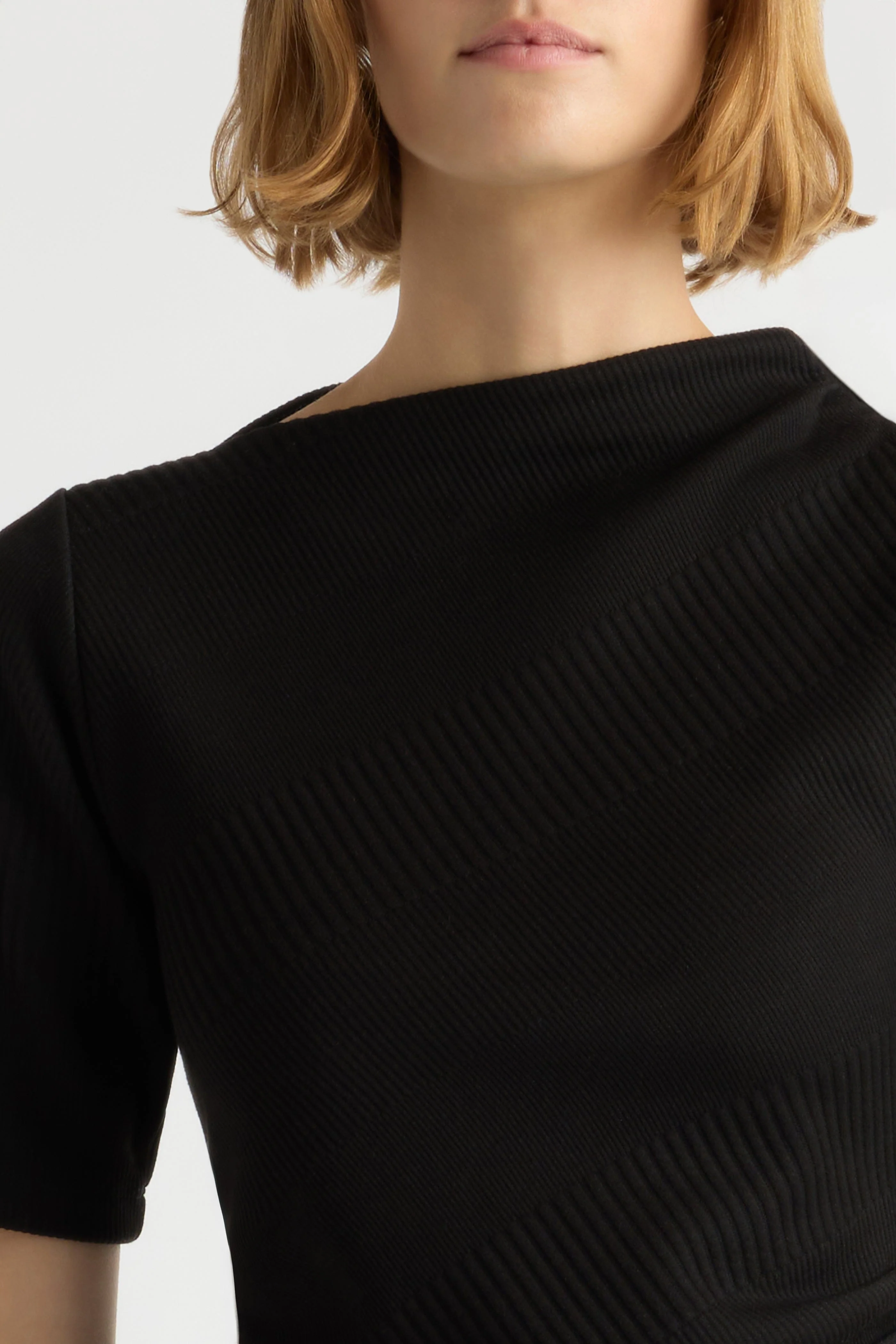 Pauline Ribbed Asymmetric-Neck Top - Image 4