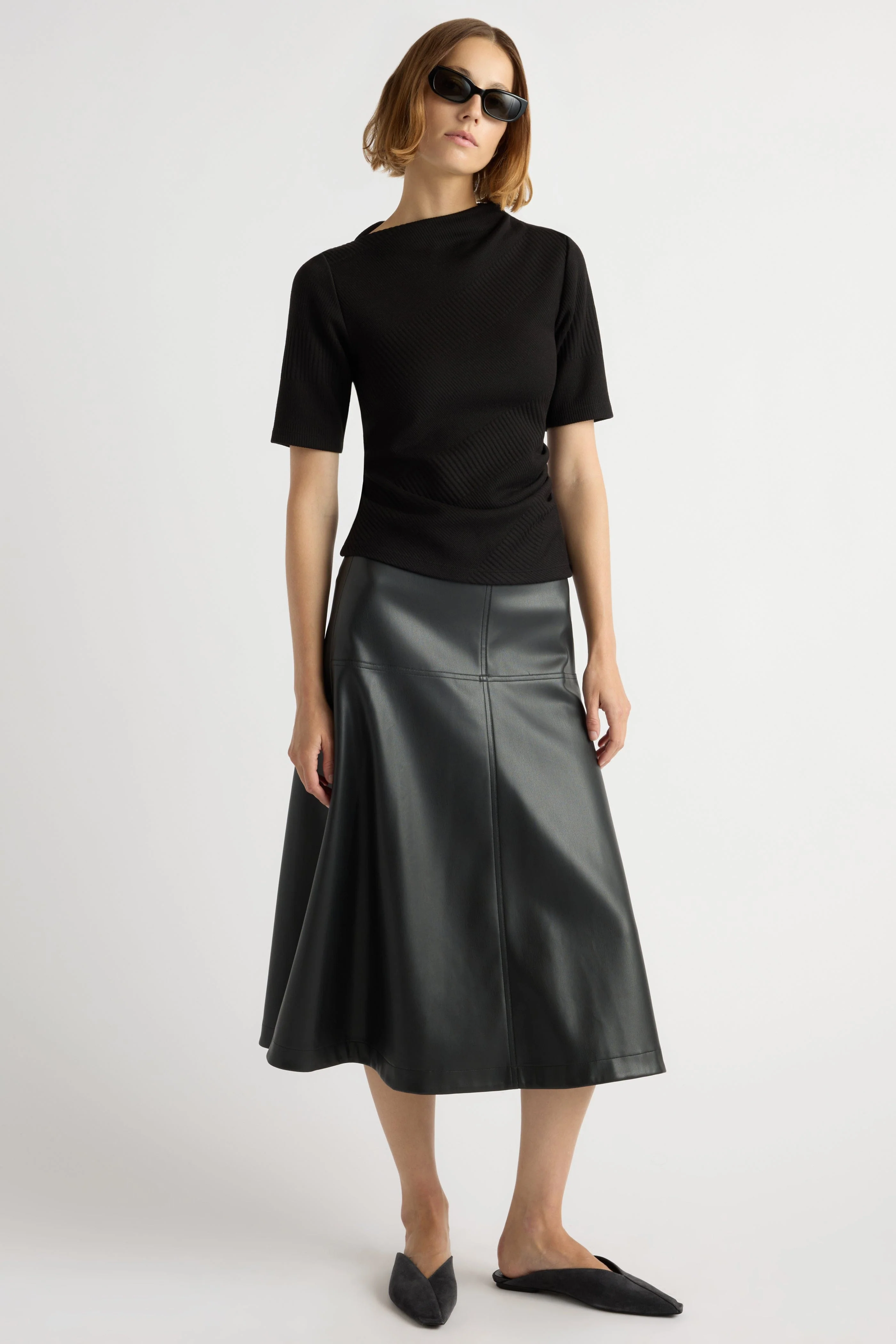 Pauline Ribbed Asymmetric-Neck Top - Image 5