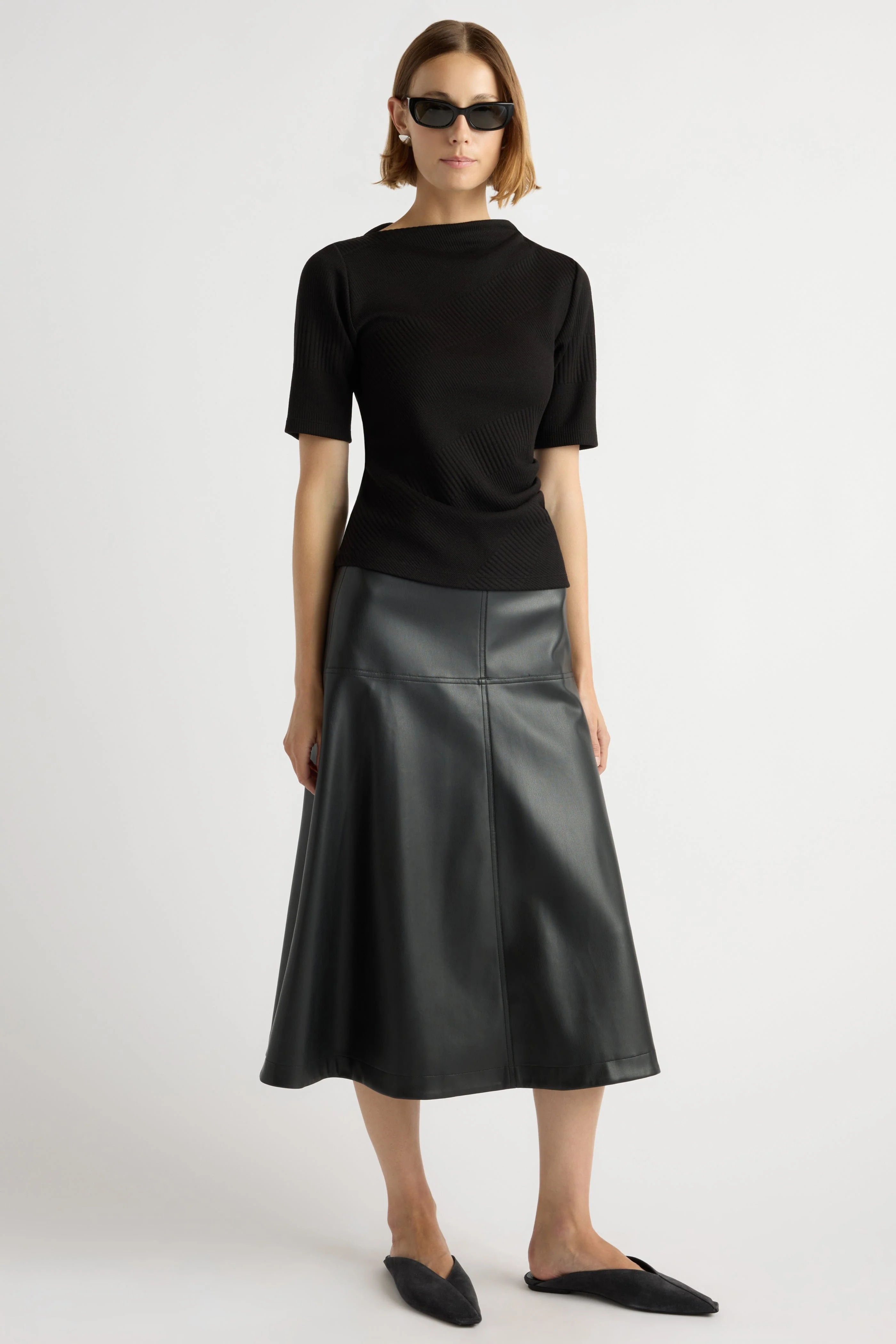 Pauline Ribbed Asymmetric-Neck Top - Image 6