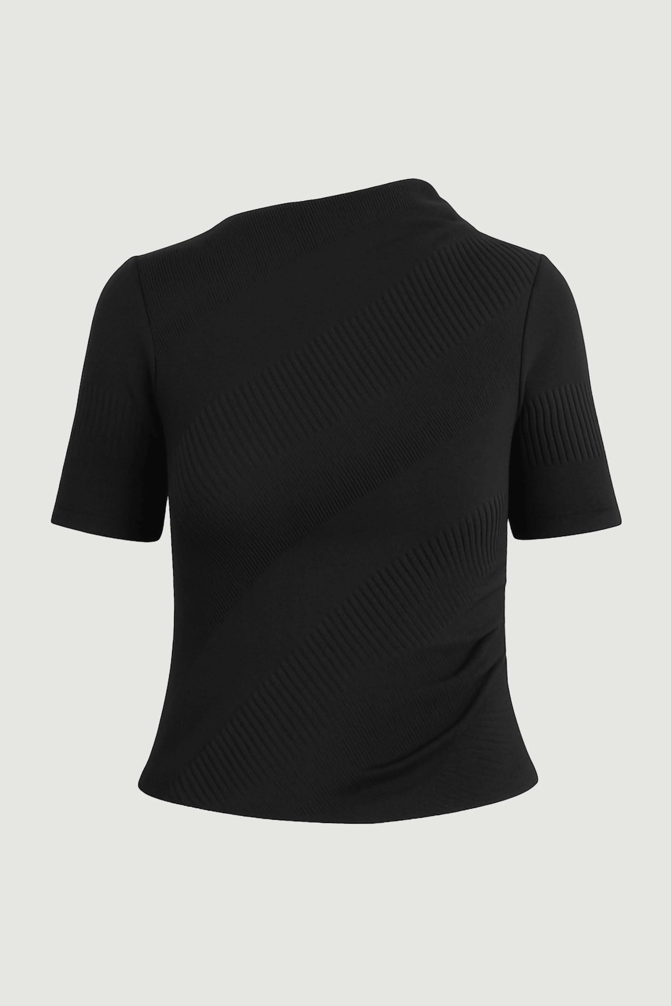 Pauline Ribbed Asymmetric-Neck Top - Image 8