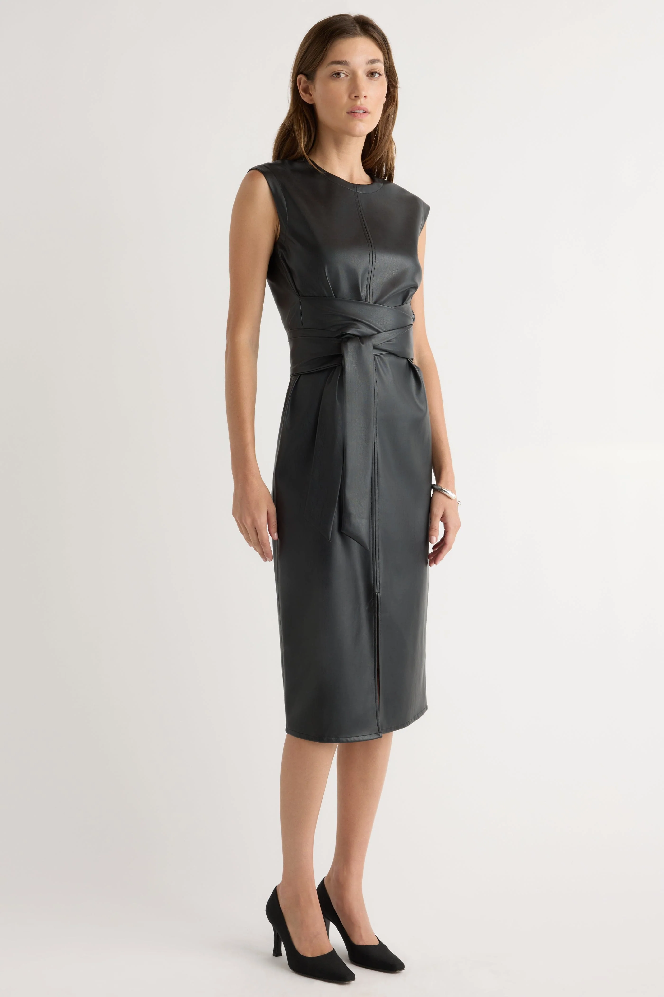 Pilar Vegan Leather Tie-Front Dress - Image 5