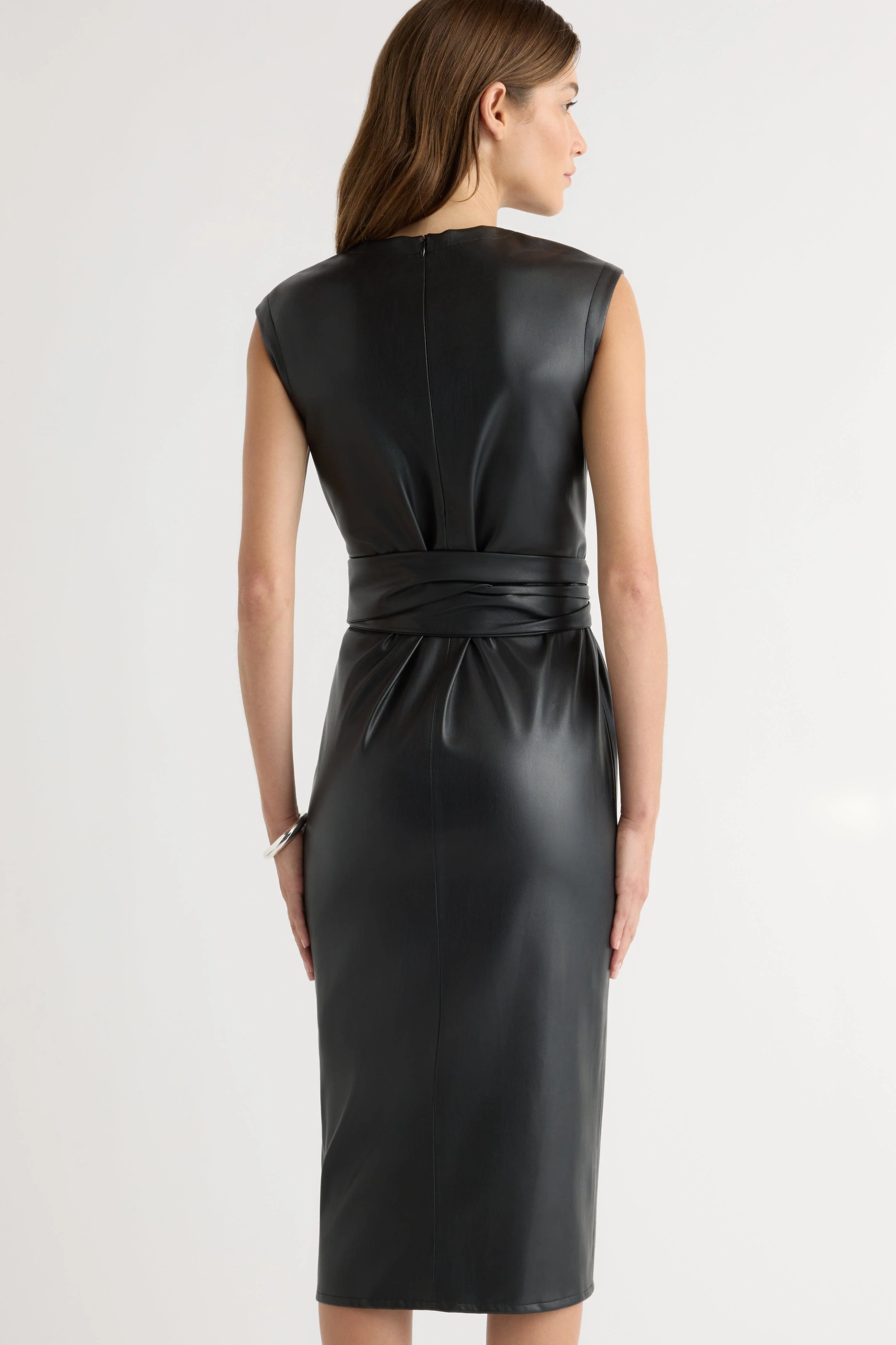 Pilar Vegan Leather Tie-Front Dress - Image 6